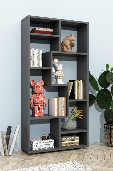 Produktbild VCM Holz Standregal Bücherregal Medienregal Aufbewahrung Raumteiler Deko Regal Lanisa M (58 x 20 x 116 cm)