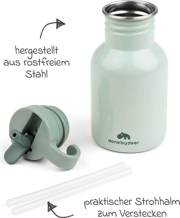 Actual product image Done by Deer Trinklernbecher & Trinklernflaschen Edelstahl-Trinkflasche mit Strohhalm 350 (350 ml)