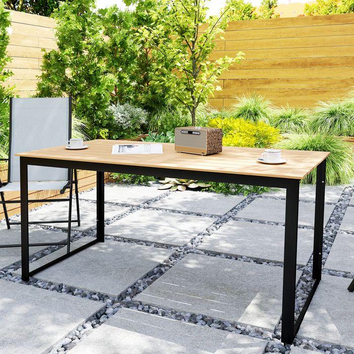 Immagine prodotto Swisshandel24 Gartentisch für 6 Personen 160x80 cm Holzoptik Lamellendesign, Teak (80 cm)