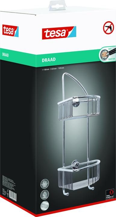 Actual product image tesa DRAAD shower basket incl. adhesive solution without drilling