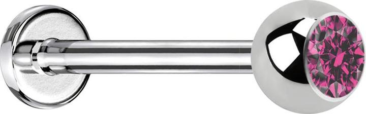 Image du produit Star Piercing Micro Labret silber mit Kugel und Kristall pink (sans laiton, Acier chirurgical 316L)