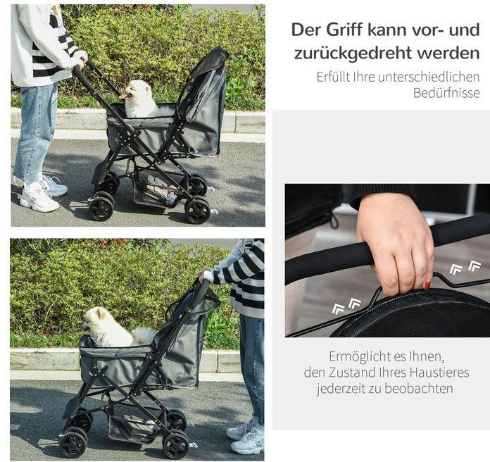 Produktbild Swisshandel24 Hundebuggy Hundewagen Buggy für kleine Hunde und Katzen Haustierwagen Pet Stroller Katzenbuggy Oxfor (Hund, Faltbar)