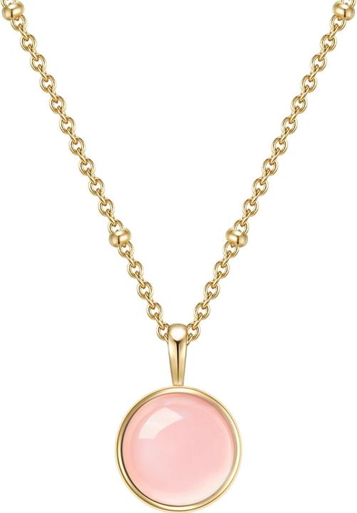 Glanzstücke München Damen Sterling Silber Rosenquarz gelbgold 40,0 cm Basiskette + 5,0 cm Verlängerung - 11044 (Sterling Silber, 40 - 45 cm)