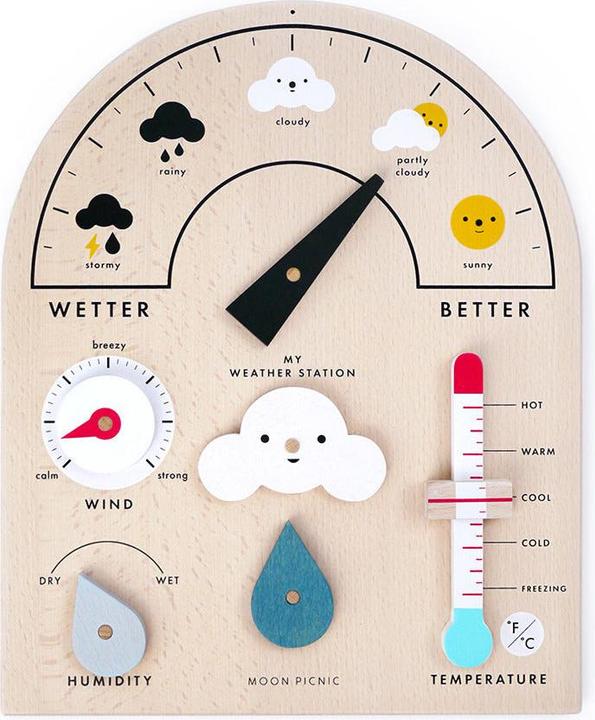 Actual product image Moon Picnic wooden weather station for kids (Vietnamese)