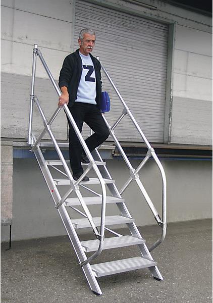 Image du produit Munk Escalier 45° largeur des marches 800 mm 12 marches aluminium strié (Échelle simple, 264 cm)