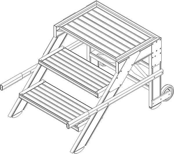 Immagine prodotto Munk Piattaforma di lavoro mobile, larghezza gradini 1000 mm, alluminio nervato 5 gradini (Ponteggio, 151.50 cm)