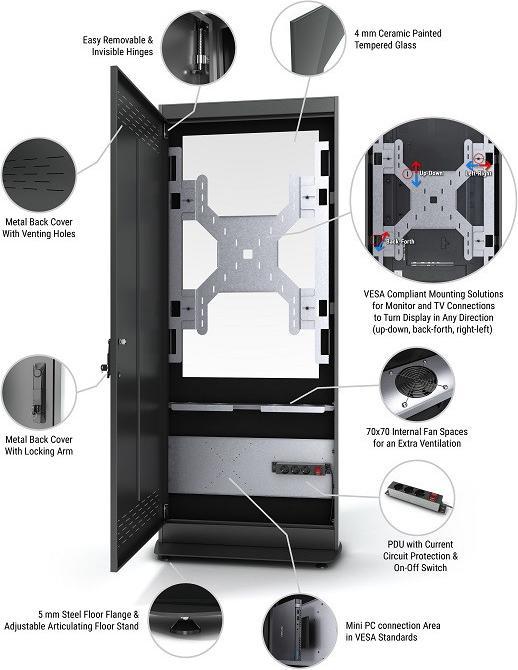 Image du produit DSS Stèle d'intérieur Portrait, écran 55", noir