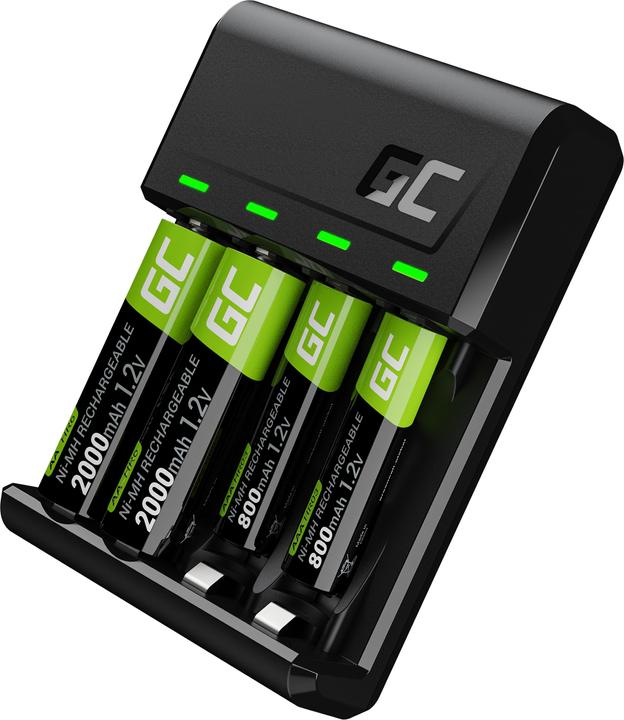 Actual product image GreenCell VitalCharger Set with 2x AA 2000mAh & 2x AAA 800mAh Batteries (4 pcs., AAA, AA, 2000 mAh, Rechargeable battery)