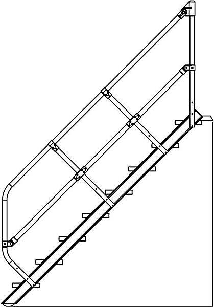 Produktbild Munk Treppe 45° Stufenbreite 600 mm 10 Stufen Aluminium geriffelt (Trittleiter, 222 cm)