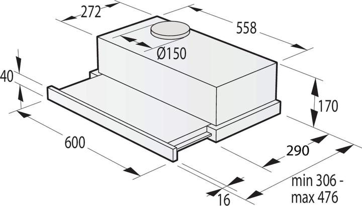 Produktbild Gorenje TH62E4X Dunstabzugshaube Halb eingebaut (Pullout) Edelstahl ³/h C (Flachschirmhaube)