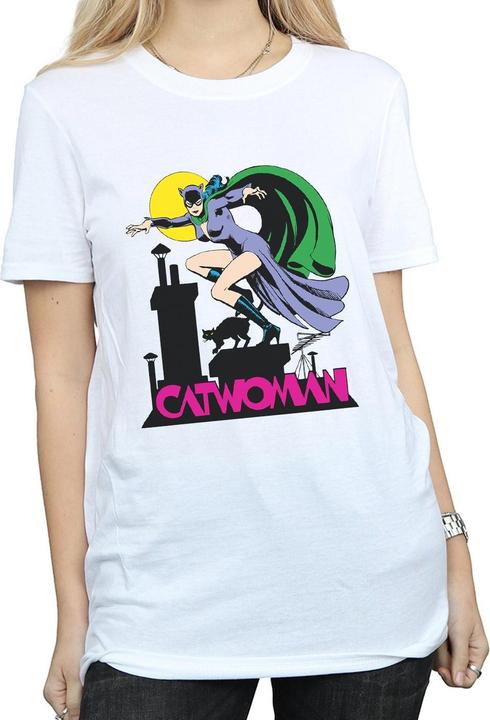 Actual product image Womens/Ladies Catwoman Text Logo Cotton Boyfriend T-Shirt (XL)