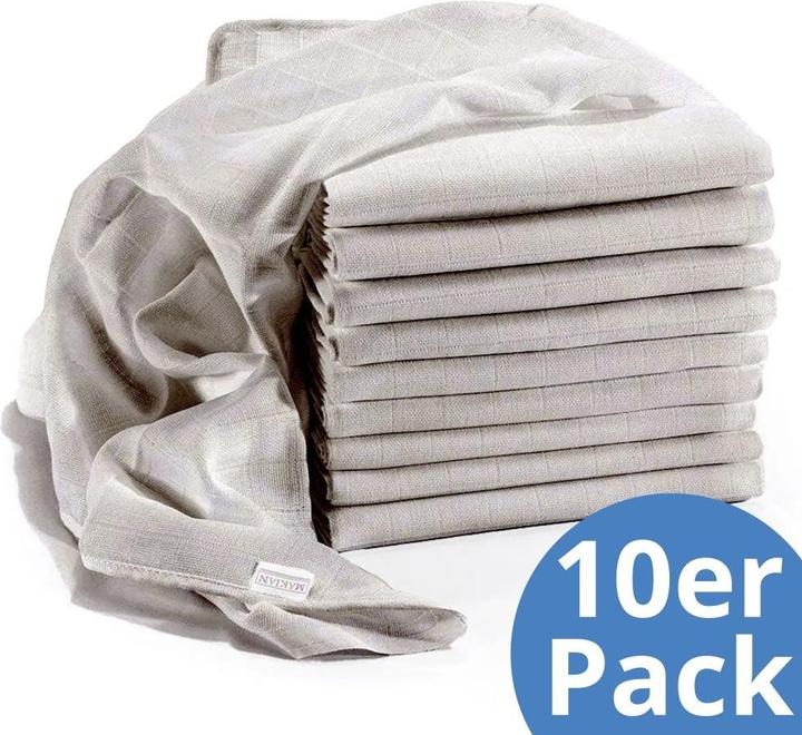 Produktbild Makian Mullwindeln & Mulltücher Mullwindel / Mulltuch 10er Pack 80 x 80 cm - Grau (80 cm, 80 cm)