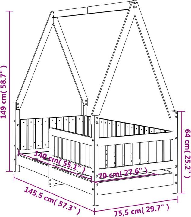Actual product image VidaXL Cot (70 x 140 cm)