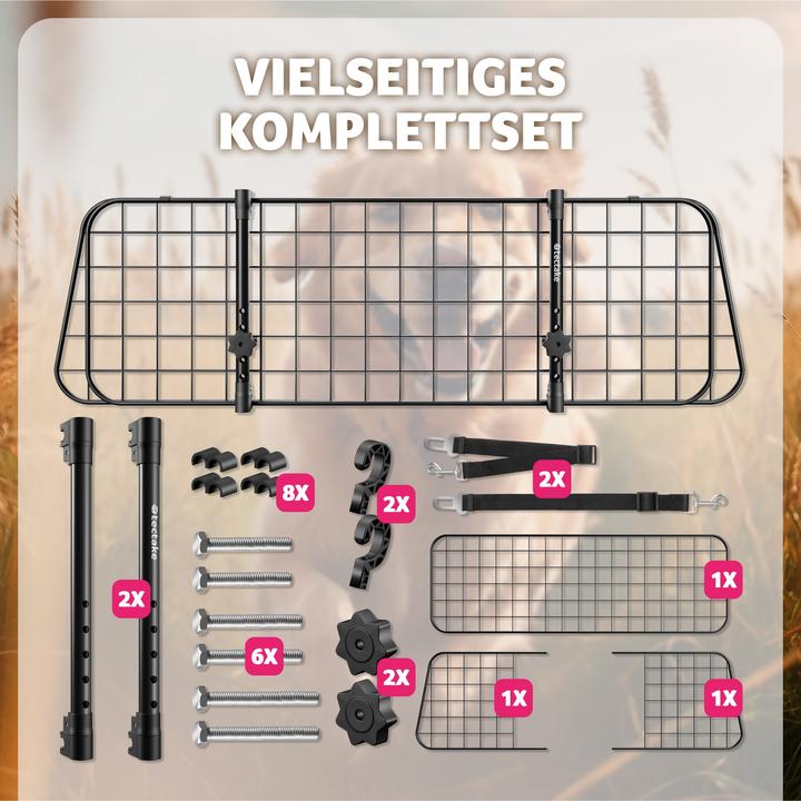Image du produit tectake Grille de protection pour chien Balu, réglable en largeur, 2 ceintures de sécurité (Chien, Réflecteurs)