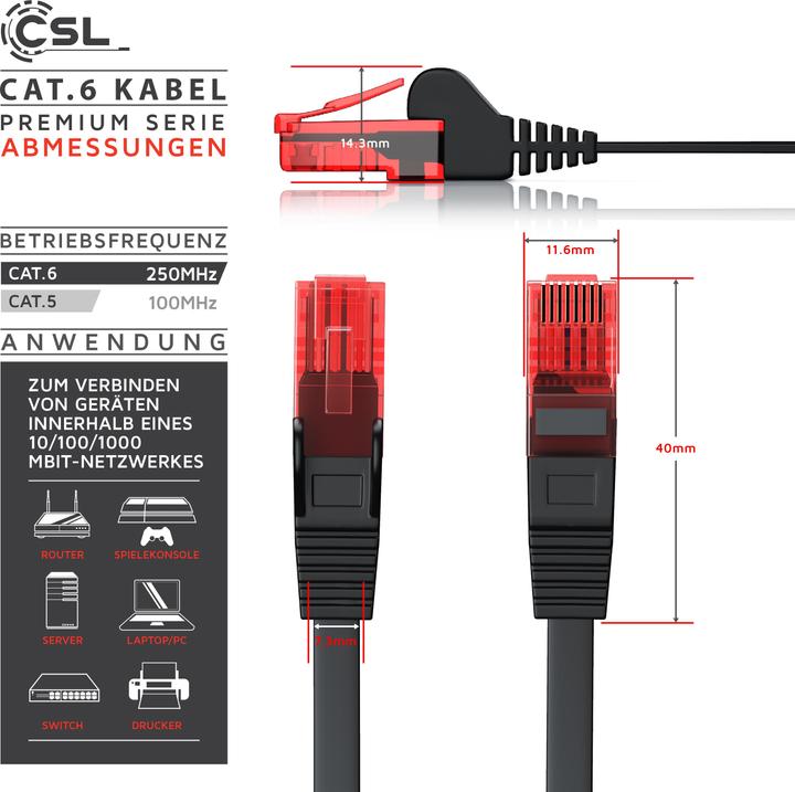Actual product image CSL CAT.6 network cable flat - Ethernet Gigabit Lan cable RJ45 - comp. CAT.5 CAT.6 CAT.7 CAT.8 (UTP, CAT6, 15 m)