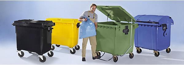 Immagine prodotto kaiserkraft Contenitori di plastica per rifiuti di grandi dimensioni, secondo la norma DIN EN 840 (660 l)