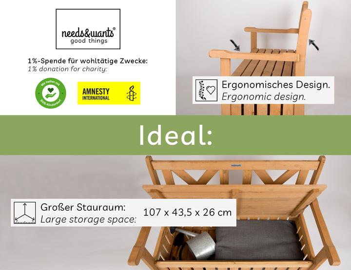 Actual product image Needs&Wants Gartenbank "Chesty3" mit Truhe u. Abdeckung, Tanne (braun)