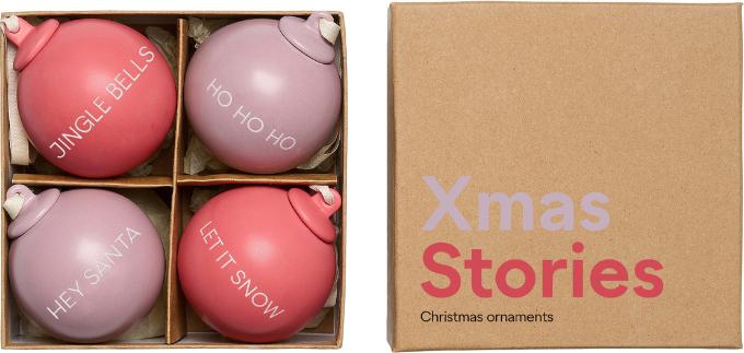 Actual product image Design Letters Christmas baubles set of 4 red (4 -part)