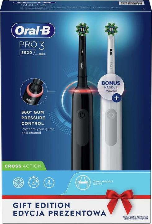 Image du produit Oral-B BROSSE À DENTS ÉLECTRIQUE PRO3 3900 2PSC (Brosse à dents oscillo-rotative)