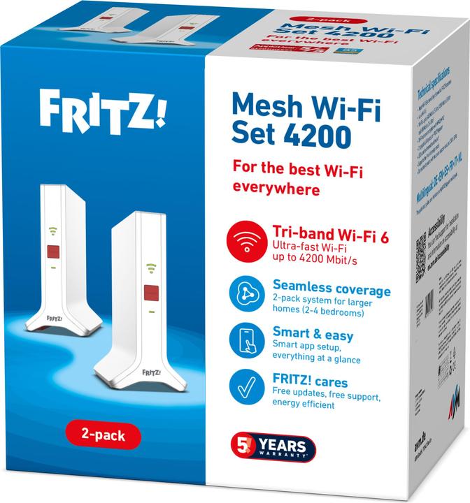 Produktbild AVM FRITZ!Mesh Set 4200 2-pack International (2400 Mbit/s, 600 Mbit/s)