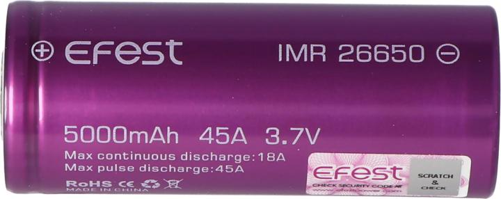 Actual product image Efest Battery Purple IMR26650, unprotected (1 pcs., 26650, 5000 mAh)