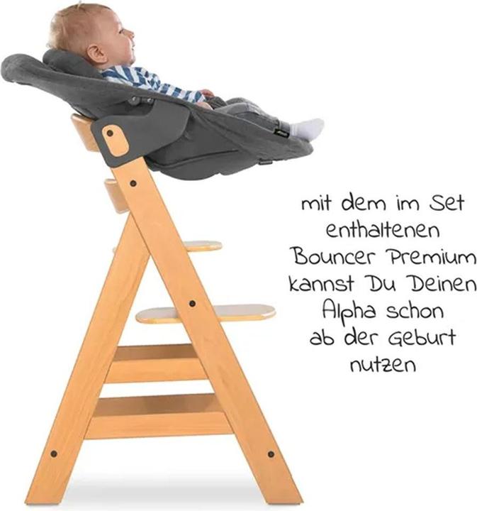 Produktbild Hauck Hochstühle Alpha Plus Natur XXL Newborn Set - Hochstuhl + 2in1 (Hochstuhl)