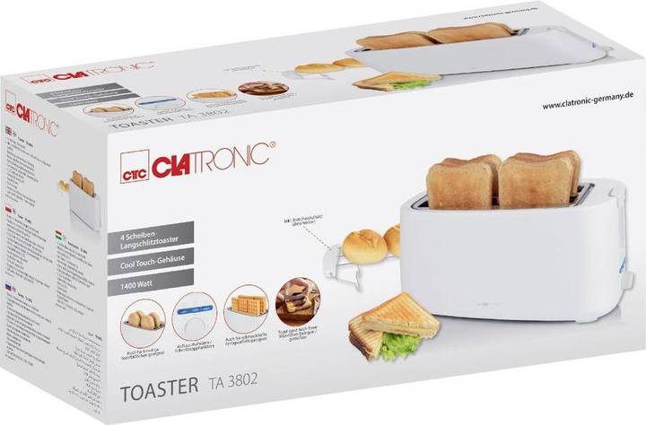 Immagine prodotto Clatronic TA 3802 tostapane bianco a 4 fessure lunghe