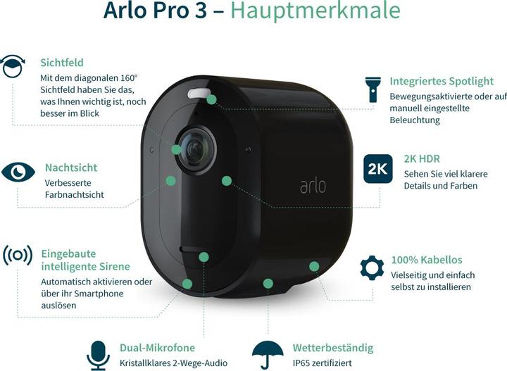 Actual product image Arlo Pro 3 Spotlight, kit 2 cameras black (2560 x 1440 Pixels)