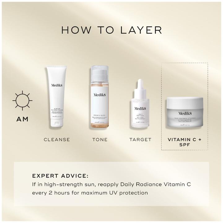 Image du produit Medik8 Crème Éclat quotidienne Vitamine C C-Tetra SPF 30 Hydratant deux-en-un 50ml (Lait pour le corps, 50 ml)