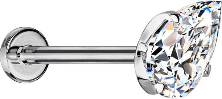 Immagine prodotto Star Piercing Micro Threadless Labret silber mit Kristalltropfen silber gefasst (senza ottone, Titanio G23)