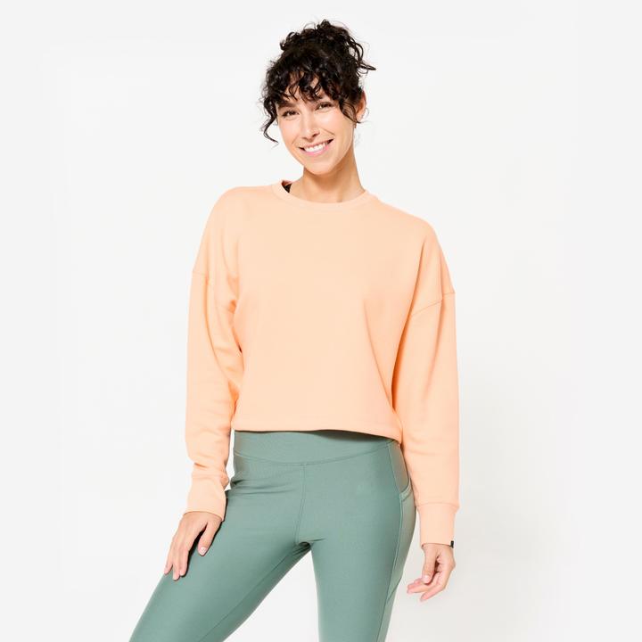 Actual product image Domyos Sweatshirt Crop Damen bequem dehnbar - pfirsich/orange (XL)