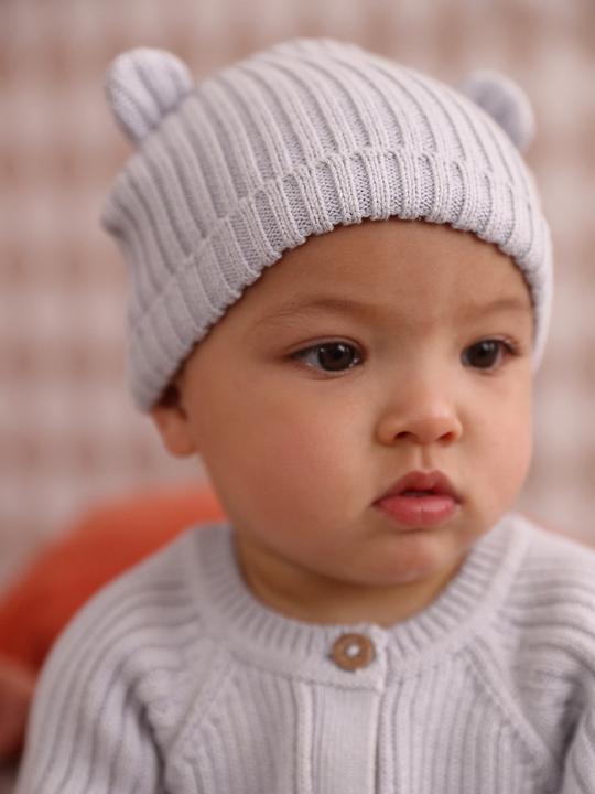 Produktbild Vertbaudet Baby-Set: gerippter Strickoverall & Mütze mit Ohren (74)