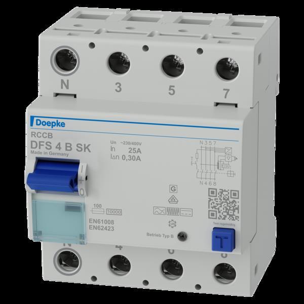 Produktbild Doepke GmbH FI-Schutzschalter allstromsensitiv DFS4 025-4/0,30-B SK 4polig 25/0,3A