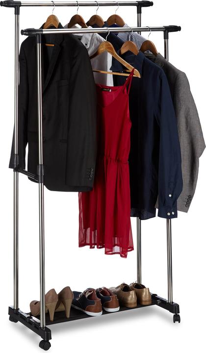 Actual product image Relaxdays Garment Rack with 2 Rails on Wheels