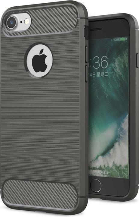 Produktbild König Design Apple iPhone 7 Plus TPU Case Carbon Fiber Optik Brushed Motiv Schutz Hülle Grau (Apple iPhone 7 Plus)