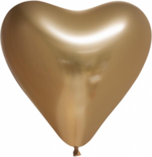 Produktbild Fiesta 25 Herzballon Chrome Gold 30 cm (100 x)