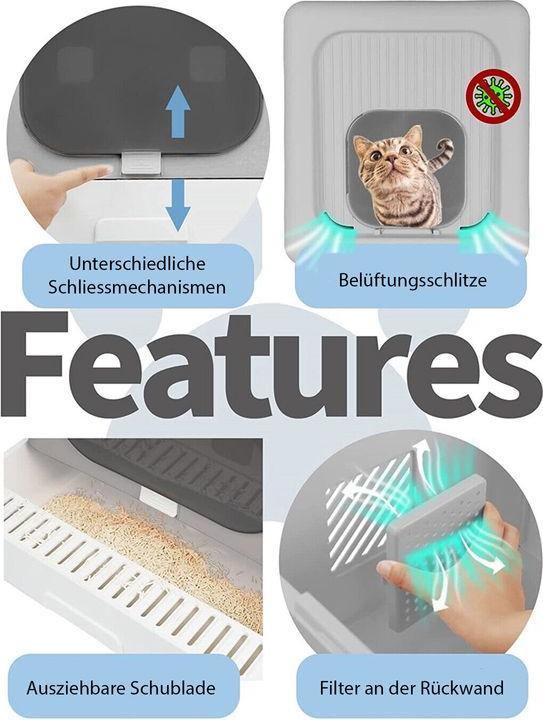Image du produit Hermex Bac à litière XXL Bac à litière à capot avec couvercle et tamis (Bac à litière fermé)