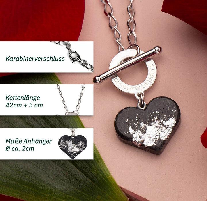 Actual product image C. Jungle Necklace with heart pendant JASMINA1 Handmade Sterling Silver Ultra high-strength concrete (Recycled 925 sterling silver, Rhodium plated)