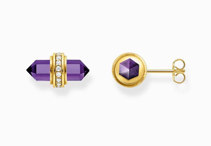 Image du produit Thomas Sabo Boucles d'oreilles avec cristal Onyx violet doré (Argent sterling 925, Or jaune 750 plaqué or)