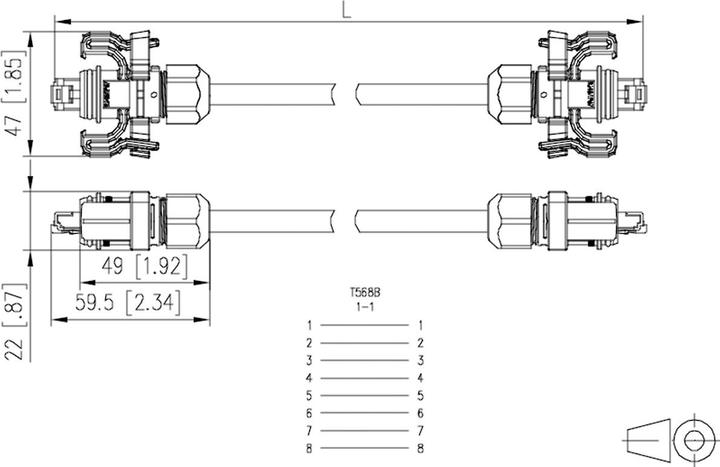 Actual product image Metz Connect E-DAT Industry patch cable V6 IP67 - IP67 5m (S/FTP, CAT6, 5 m)