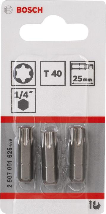 Produktbild Bosch Professional Zubehör Schrauberbit Extra-Hart T40, 25 mm, 3er-Pack (T40)
