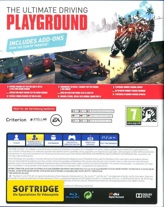 Produktbild EA Games Burnout Paradise Remastered (PS4, Multilingual)