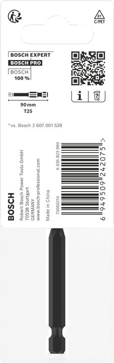 Nutritional values and ingredients Bosch Professional Zubehör PRO Torx Impact Bit, T25, 90 mm (T25)