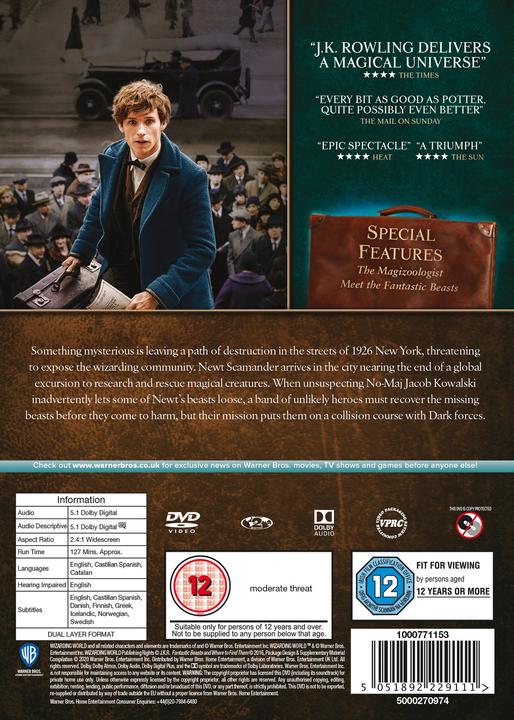 Immagine prodotto Warner Bros Bestie Fantastiche E Dove Trovarle (DVD, 2016, Inglese)