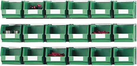 Actual product image kaiserkraft Hanging rail set with open fronted storage bins
