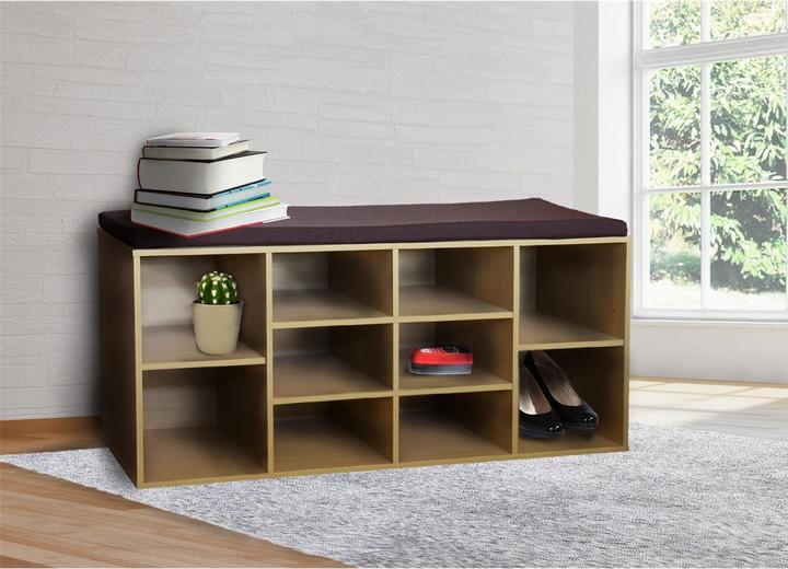 Actual product image HTI-Living Garderobenbank mit 10 Fächern inkl. Sitzkissen Buche (104 x 48 x 30 cm)