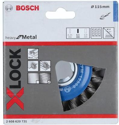 Produktbild Bosch Professional Zubehör PRO Metal heavy X-Lock Scheibenbürste, 115 x 0,5 mm, Gewinde (0.50 mm)