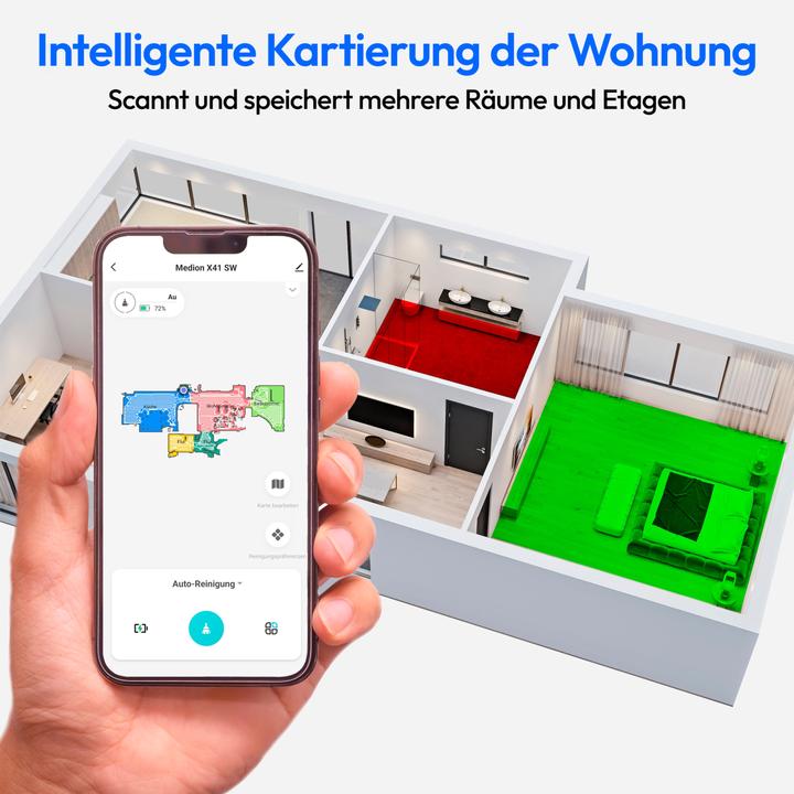 Produktbild Medion Wischfunktion, Lasernavigation, starke 8.000 Pa Saugkraft, No Go & Go Bereiche, präzise Kartenerstel (Saugroboter)