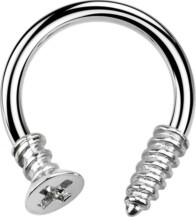 Image du produit Star Piercing Circular Barbell argent avec vis cruciforme (sans laiton, Acier chirurgical 316L)