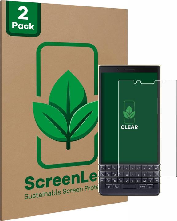Produktbild ScreenLeaf Schutzfolie nachhaltiger Displayschutz Displayschutzfolie Folie Klar Transparent (2 Stück, Blackberry KEY2 LE)